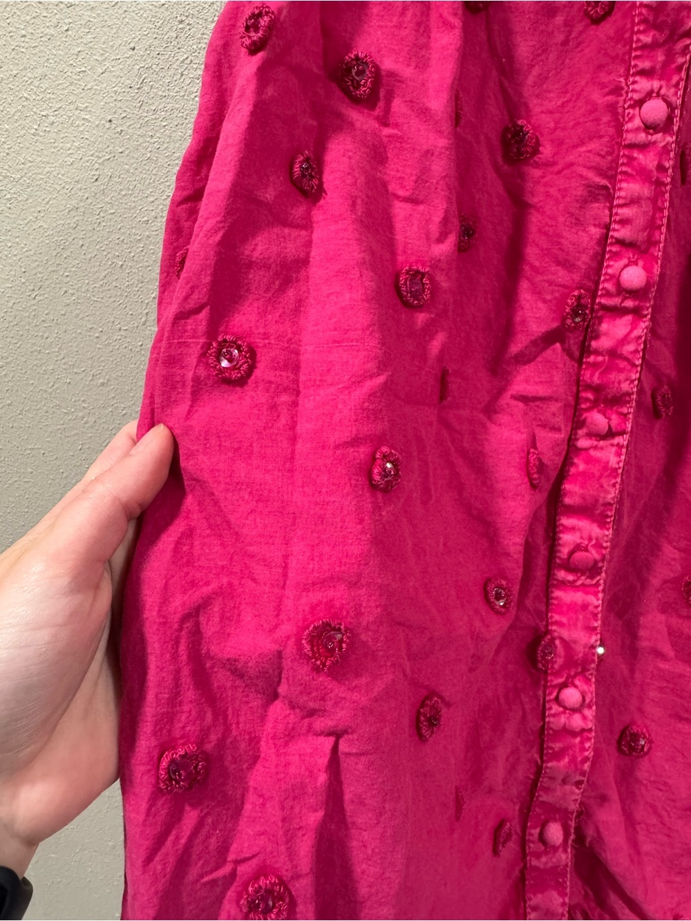 Pilcro Adria Textured Buttondown Top Hot Pink - Picture 3 of 7